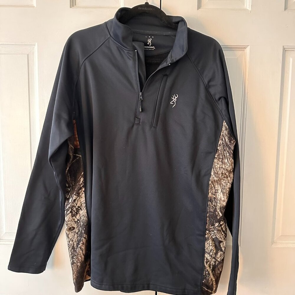 Browning Black & Camo Quarter Zip - Size Large